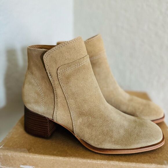 Lucky‎ Brand Lilka Suede Bootie, Block Heel Size 7, Dune Light Brown, NWT - Picture 10 of 14
